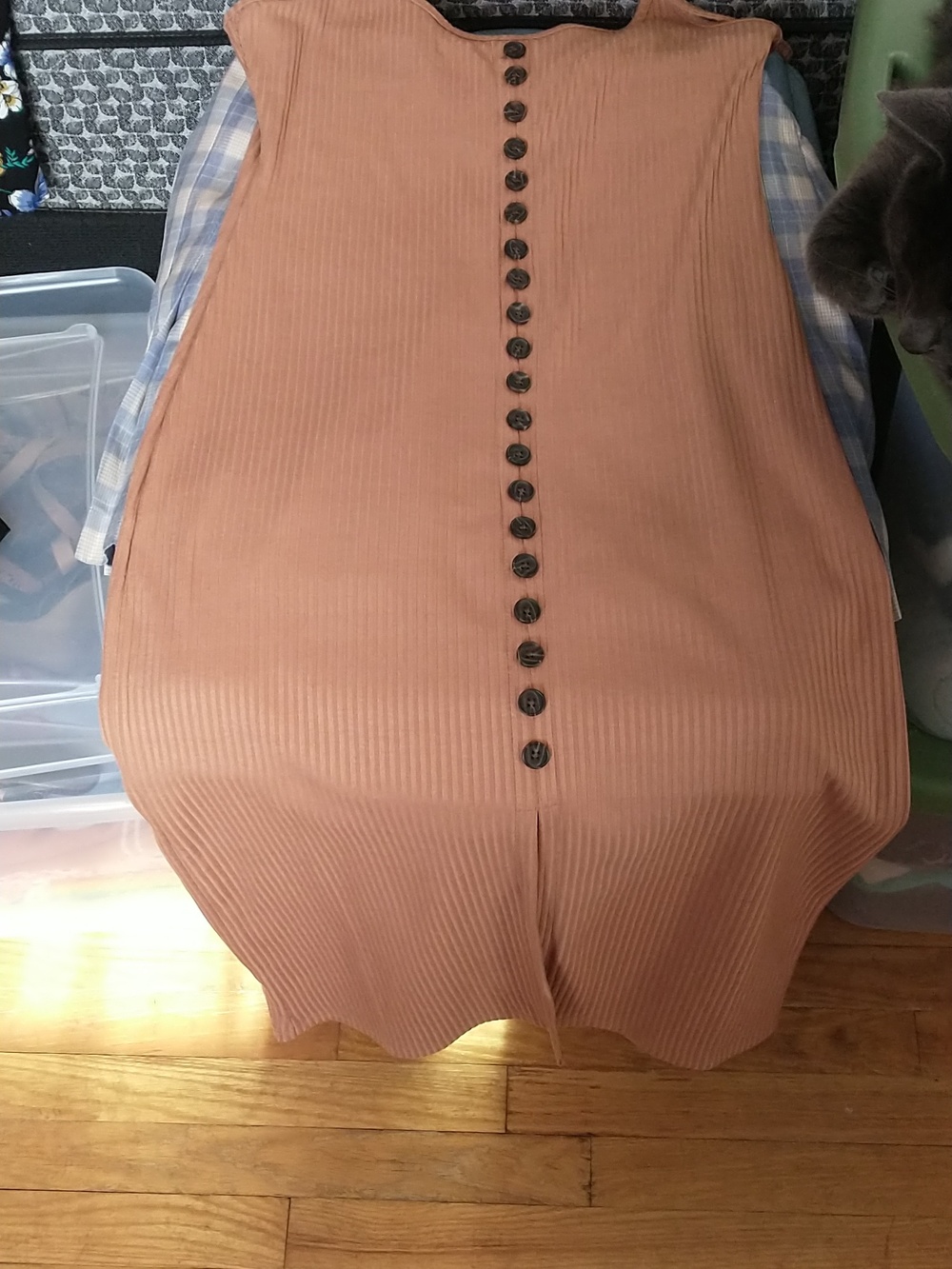 Camel Midi Slit Dress (Adjustable Straps)